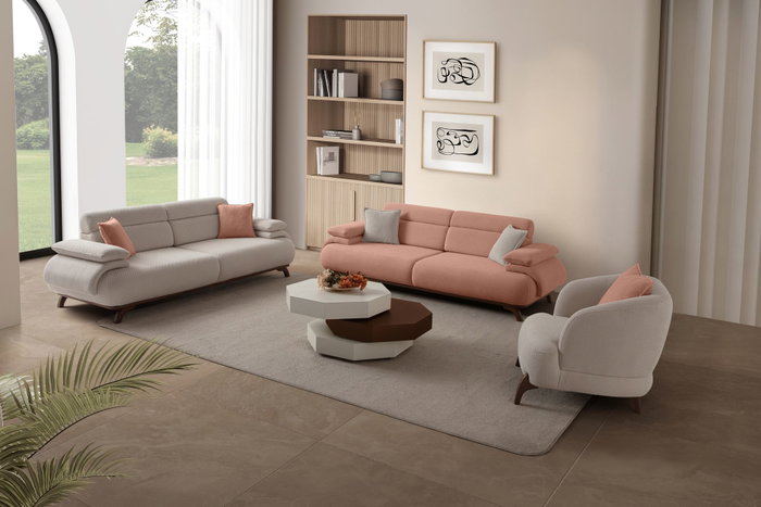 Atelier Del Sofa Bonjo Walnut - Powder Sofá de 3 Plazas
